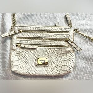 Nicole by Nicole Miller White Textured with Gold Accents Crossbody Bag Purse